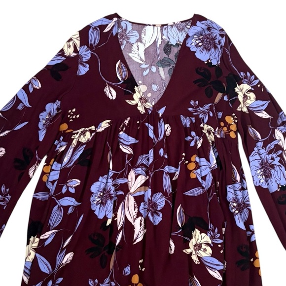 Free People Floral Blouse Tunic in Burgundy and Lavender - Picture 5 of 10